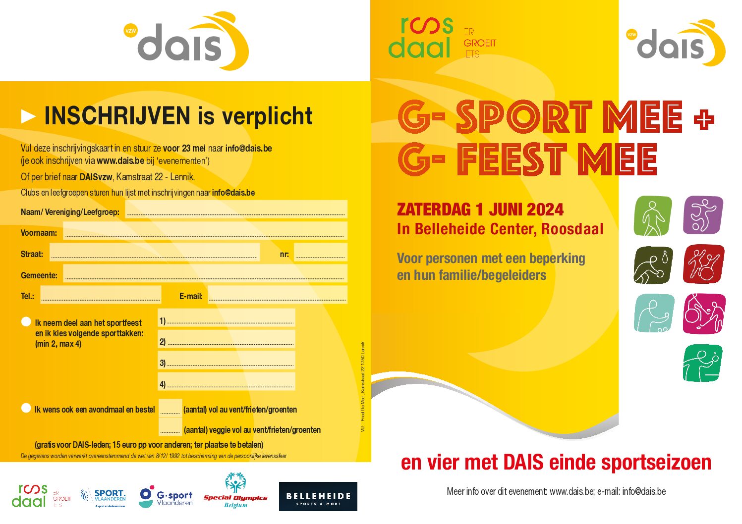 Zaterdag 1 juni een dag met sport en feest!!